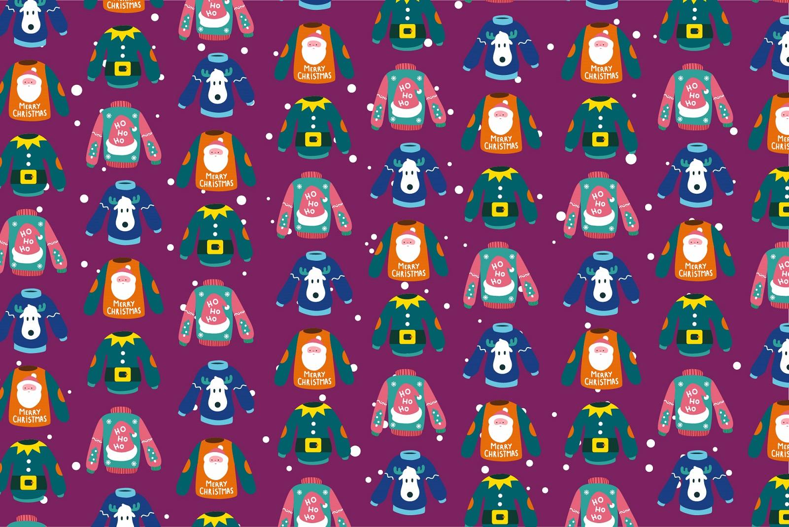 Background graphic of Christmas jumpers